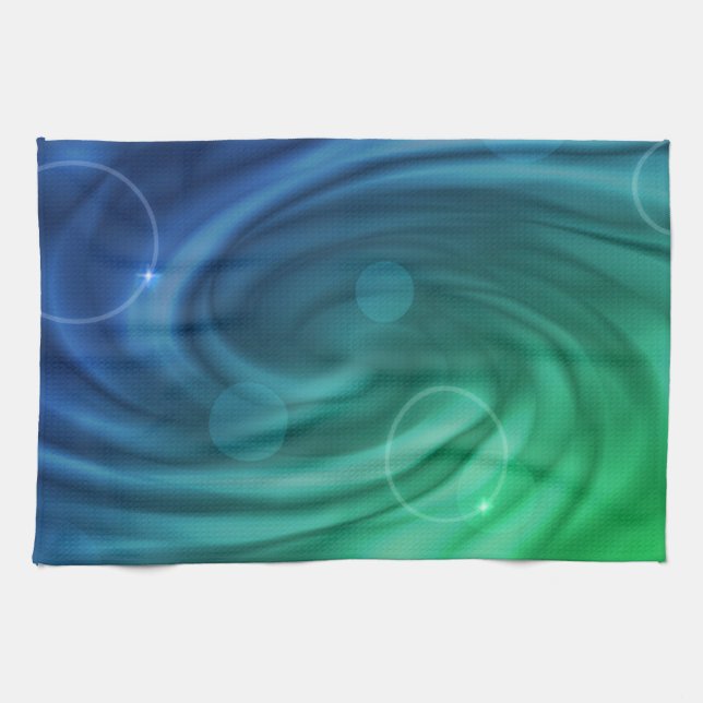 Linge De Cuisine Mélange De Couleurs Bleu Et Vert Doux Vortex (Horizontal)