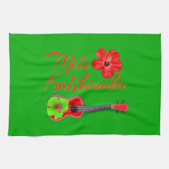 Linge De Cuisine Mele Kalikimaka Ukulele (Horizontal)