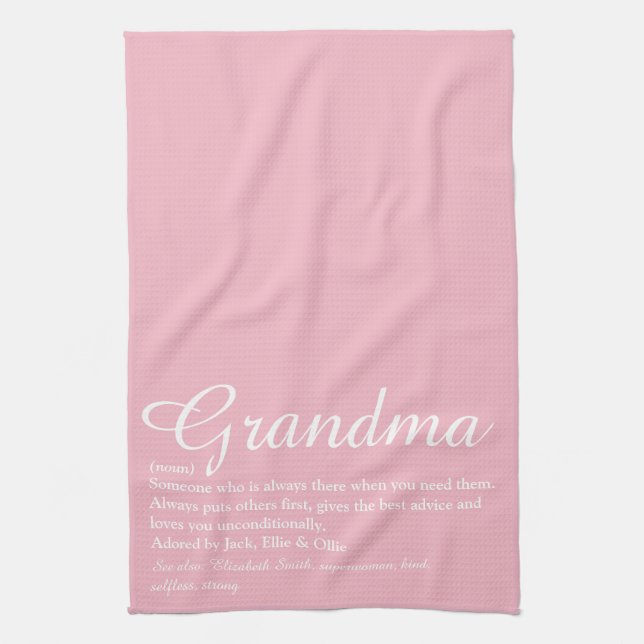 Linge De Cuisine Mémé, grand-mère définition script rose (Vertical)