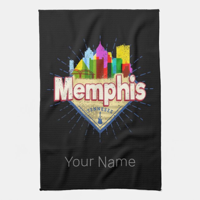 Linge De Cuisine Memphis Tennessee United States Retro Skyline (Vertical)