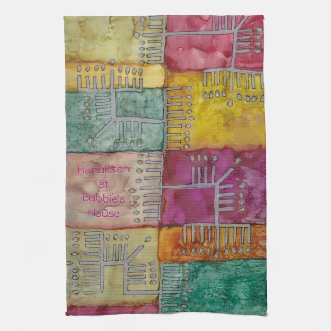Linge De Cuisine Menorahs de Hanoukka Funky (Vertical)