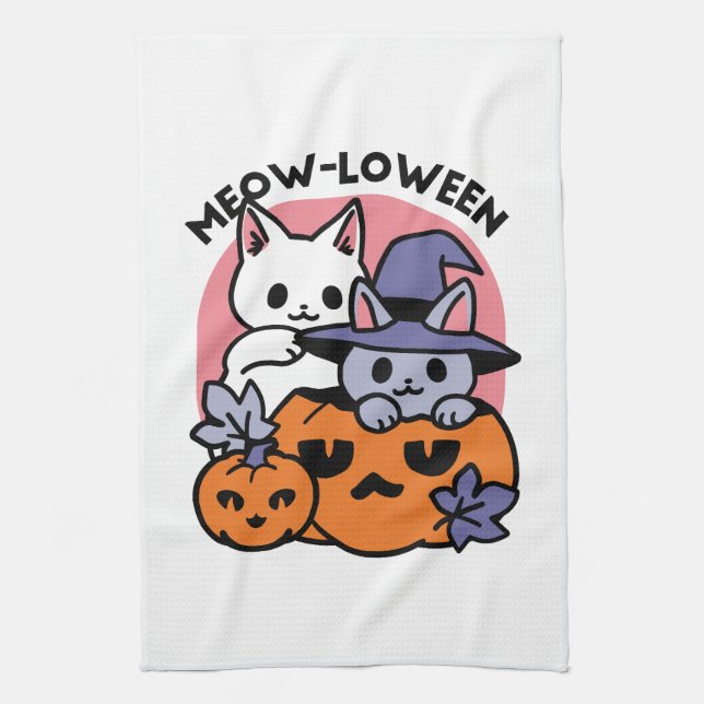 Linge De Cuisine Meow-Loween - Cute Halloween Conception Chat (Vertical)