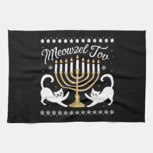 Linge De Cuisine Meowzel Tov Drôle de Chanukah Hanukkah Sweater Moc