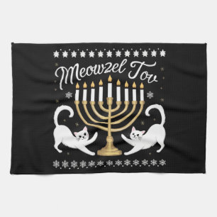 Linge De Cuisine Meowzel Tov Drôle de Chanukah Hanukkah Sweater Moc