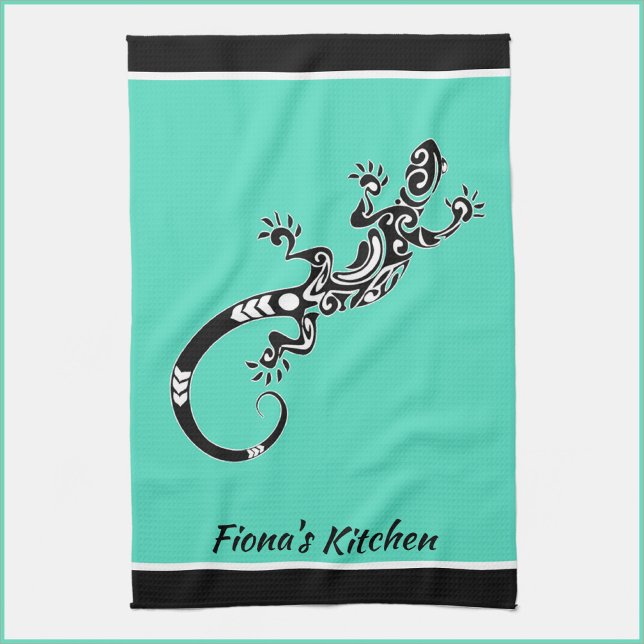Linge De Cuisine Mer du Sud-Ouest Gecko vert et noir (Créateur téléchargé)