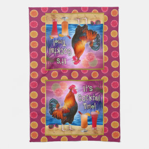 Linge De Cuisine Mer tropicale de plage de coq de cocktails drôles