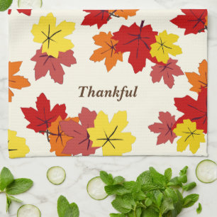 Linge De Cuisine Merci Rouge Orange Jaune Automne Feuilles de l'éra