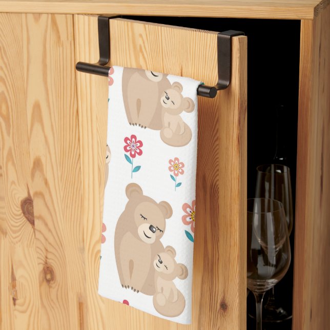 Linge De Cuisine Mère lionne mignonne avec bébé Fête des mères (Pliage en tiers)