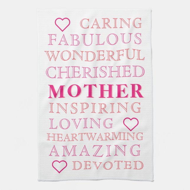 Linge De Cuisine Mère Typographie moderne Coeur rose (Vertical)