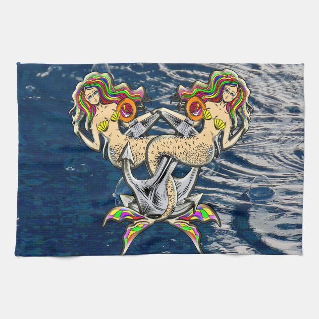 Linge De Cuisine Mermaids - Design nautique pour les amoureux des o (Horizontal)