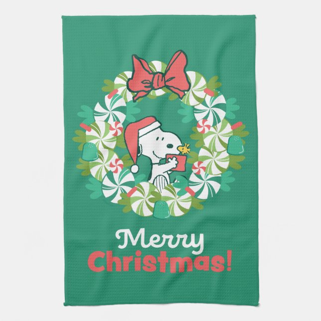 Linge De Cuisine Merry Christmas Peppermenthe Holiday Wreath (Vertical)