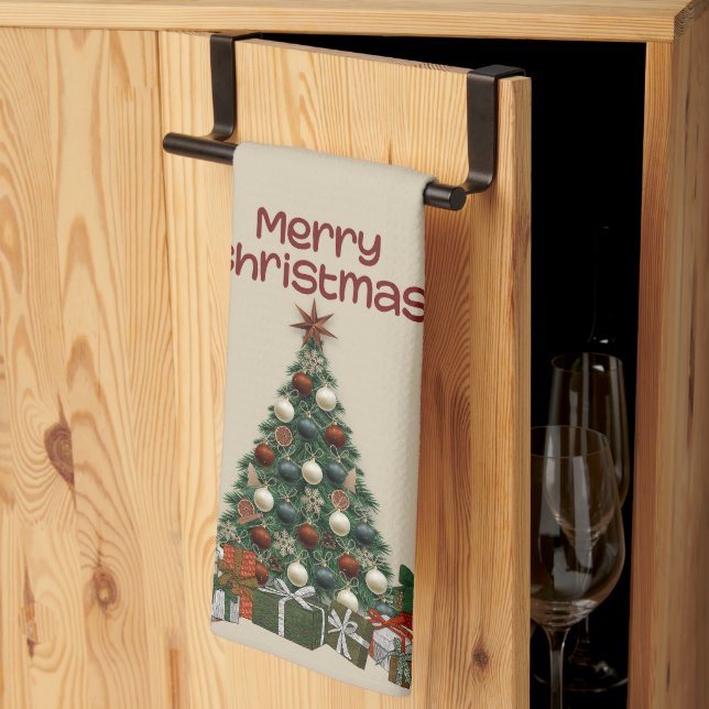 Linge De Cuisine Merry Christmas Tree Kitchen Towels (Pliage en tiers)