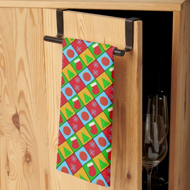 Linge De Cuisine Merry Ugly Christmas Ornaments Square (Pliage en tiers)