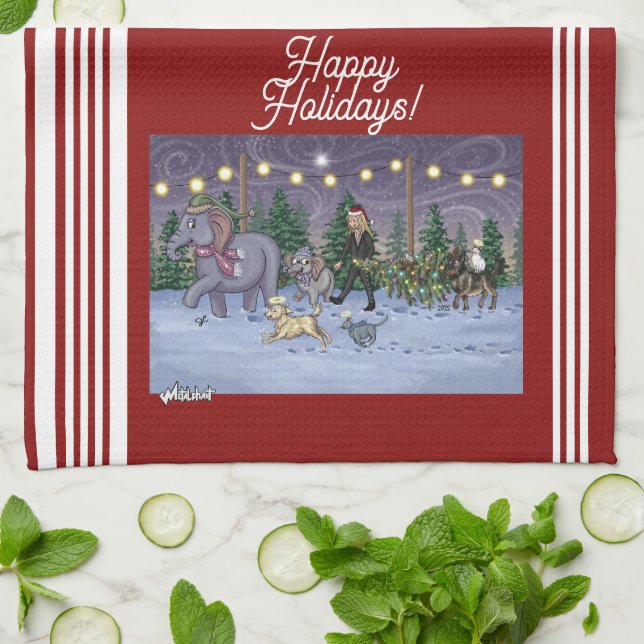 Linge De Cuisine Metalphant Family Tree Kitchen Towel (Plié)