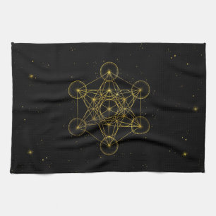 Linge De Cuisine Métatron's Cube Sacred Geometry Noir et or