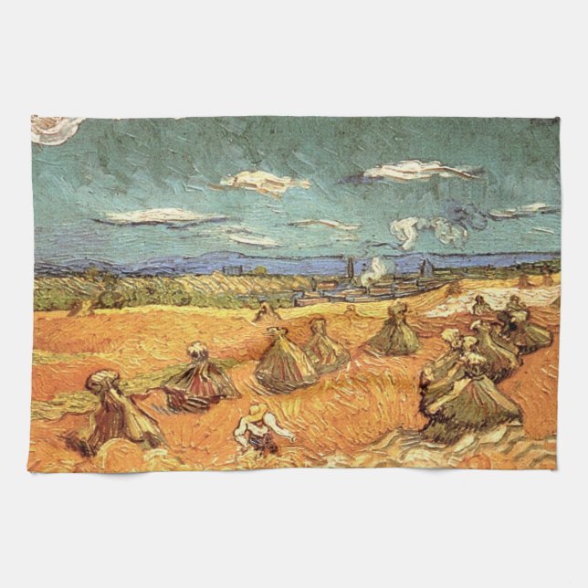 Linge De Cuisine Meules avec moissonneuse par Vincent van Gogh (Horizontal)