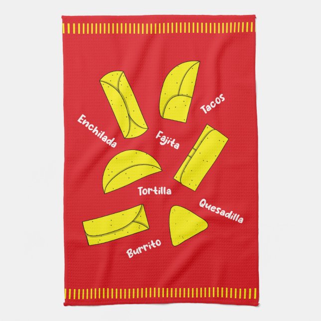 Linge De Cuisine Mexican Cooking Food Illustration Red (Vertical)