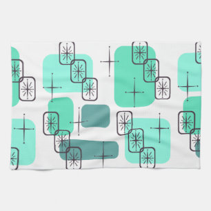 Linge De Cuisine Mi-siècle moderne Mint Vert Turquoise