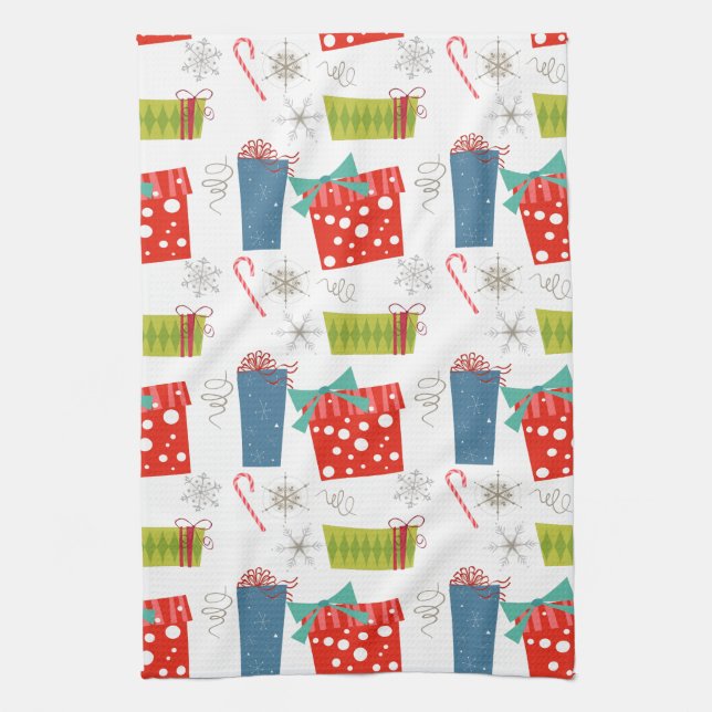 Linge De Cuisine Mi-siècle moderne Noël présent & Sucre de canne (Vertical)