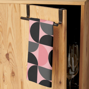 Linge De Cuisine Mi-siècle moderne rose noir et gris