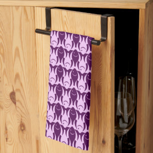 Linge De Cuisine Mi-siècle Poisson moderne, orchidée et violet