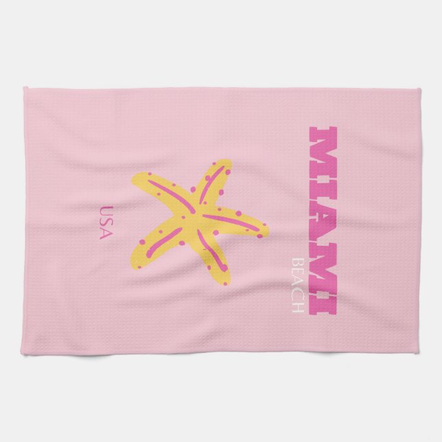 Linge De Cuisine Miami Beach, Miami Travel Art, Preppy Room, Rose (Horizontal)