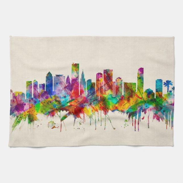 Linge De Cuisine Miami Florida Skyline (Horizontal)