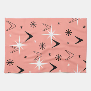Linge De Cuisine Mid Century Modern Boomerangs Salmon Pink
