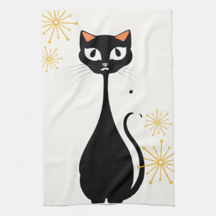 Linge De Cuisine Mid Century moderne MCM Cool Chat noir