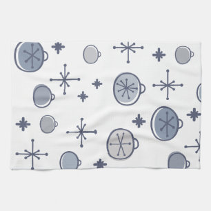 Linge De Cuisine Mid Century Moderne Rétro Art de Noël Argent