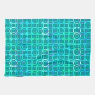 Linge De Cuisine Midcentury Modern Circles, turquoise et aqua