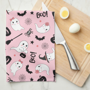 Linge De Cuisine Mignon Fantôme Spooky Ghost Halloween Fille Rose