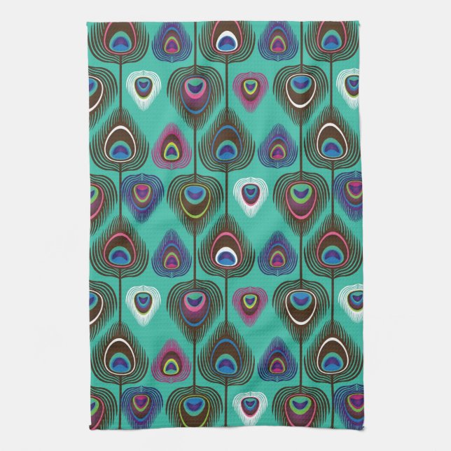 Linge De Cuisine mignon motif en plumes de paon (Vertical)