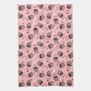 Linge De Cuisine Mignonne amour chien rose rouge