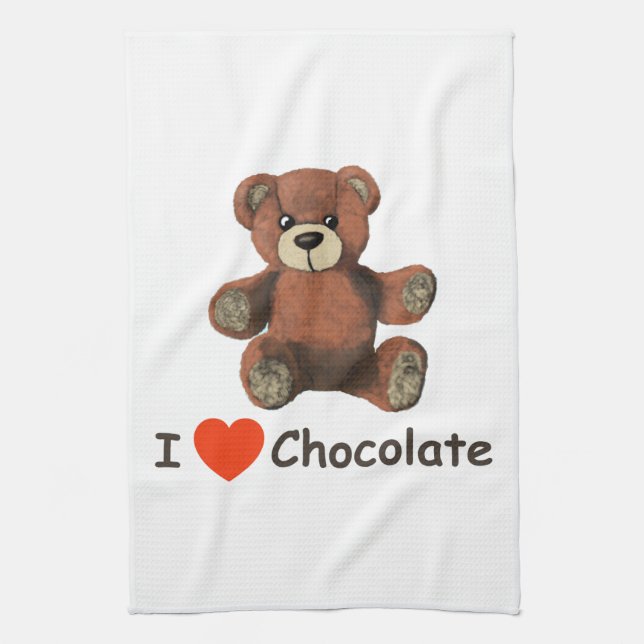 Linge De Cuisine Mignonne I Coeur (Amour) Chocolat Teddy Ours (Vertical)
