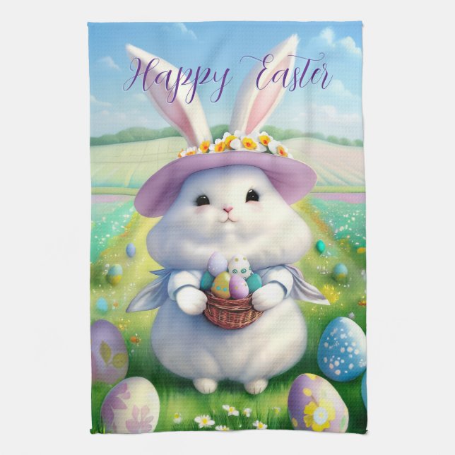 Linge De Cuisine Mignonne lapin de Pâques 01 (Vertical)