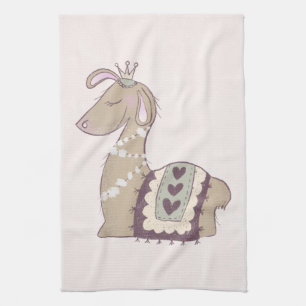 Linge De Cuisine Mignonne Llama Princesse portant une couronne