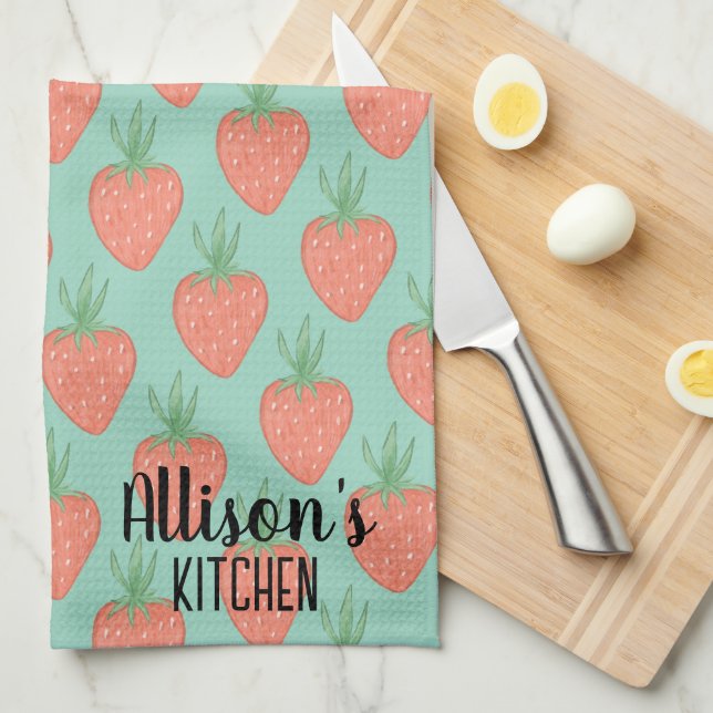 Linge De Cuisine 🍓 mignonne Motif à l'aquarelle (Quart Plié)