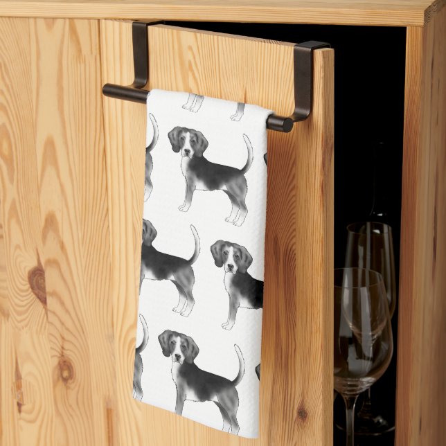 Linge De Cuisine Mignonne Motif D'Un Chien Beagle En Noir Et Blanc (Pliage en tiers)