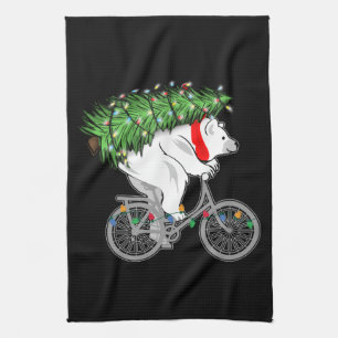 Linge De Cuisine Mignonne Ours Portant Un Cadeau Arbre De Noël Pour