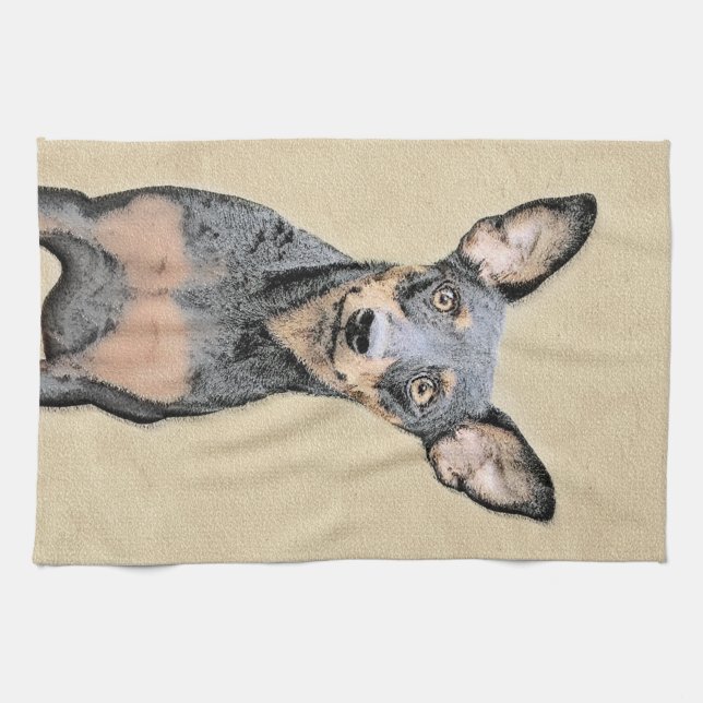 Linge De Cuisine Miniature Pinscher Peinture mignonne Chien Art ori (Horizontal)