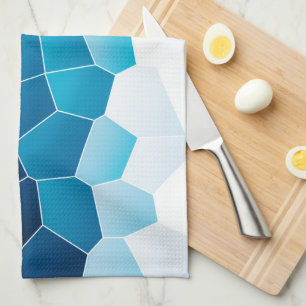 Linge De Cuisine Minimalisme Art Abstrait Bleu Cellules Blancs