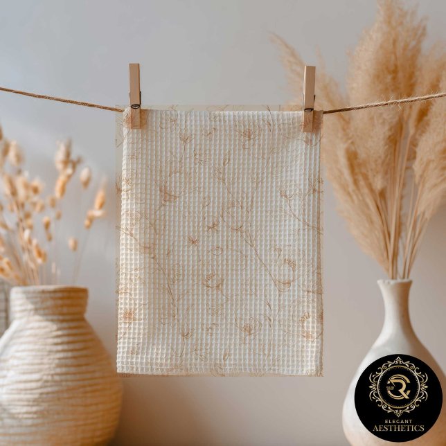 Linge De Cuisine Minimalist Neutral Wildflower Kitchen Towel (Créateur téléchargé)