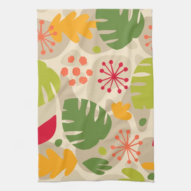 Linge De Cuisine Mod Monstera Feuille Abstraite Hawaii Tropical - C (Vertical)