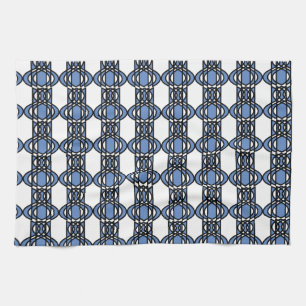Linge De Cuisine Mod Retro Blue Abstrait Scarab Motif