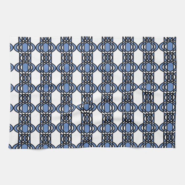 Linge De Cuisine Mod Retro Blue Abstrait Scarab Motif (Horizontal)