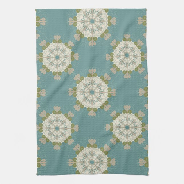 Linge De Cuisine Modèle Damas avec éléments abstraits (Vertical)