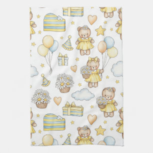 Linge De Cuisine Modèle de jardin aux marguerites avec ours en pelu