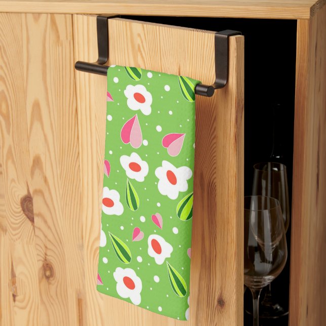 Linge De Cuisine Modèle floral (Pliage en tiers)
