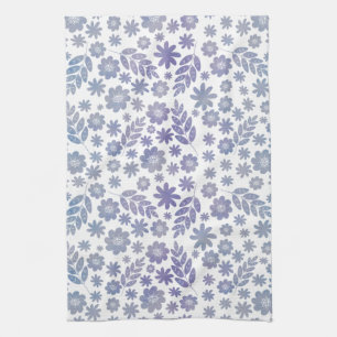 Linge De Cuisine Modèle floral gris et lavande